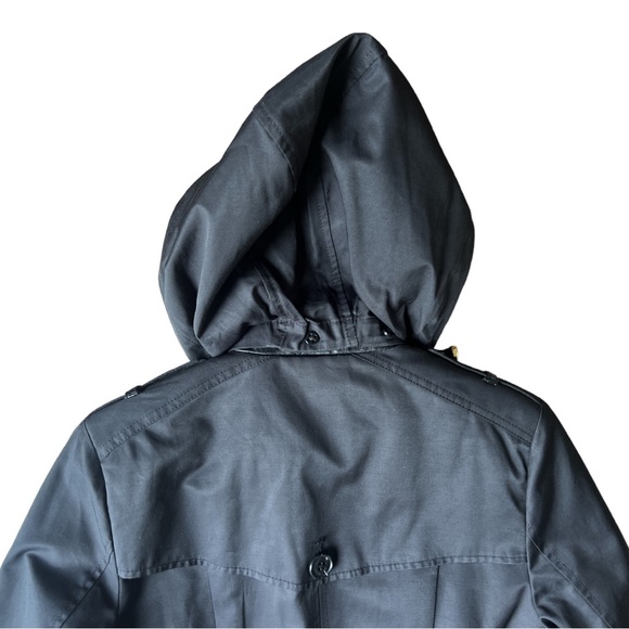 Cole Haan Signature Women’s Black Trench Coat Mid Length Removable Hood, Small - Picture 5 of 11